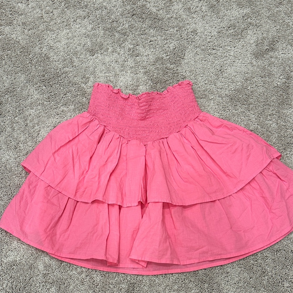 Chic Pink Layered Mini Skirt